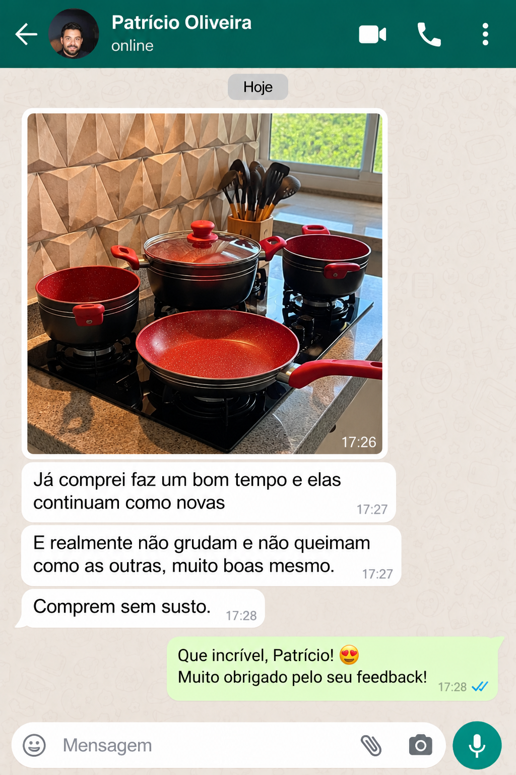 Conversa sobre as panelas no WhatsApp 1